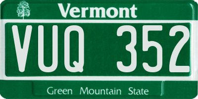 VT license plate VUQ352