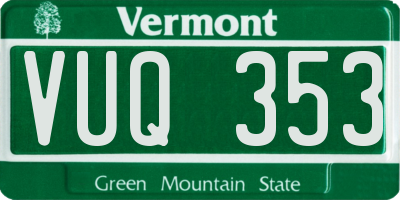VT license plate VUQ353