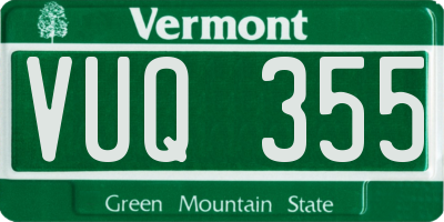 VT license plate VUQ355