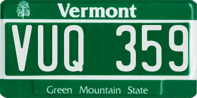 VT license plate VUQ359