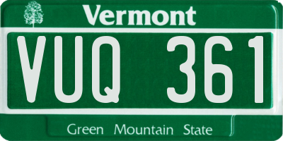 VT license plate VUQ361