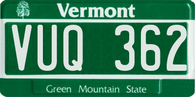 VT license plate VUQ362