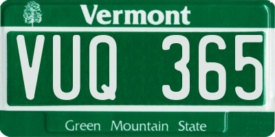 VT license plate VUQ365