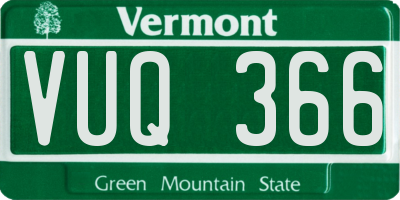 VT license plate VUQ366