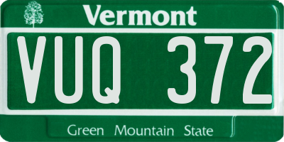 VT license plate VUQ372