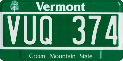 VT license plate VUQ374