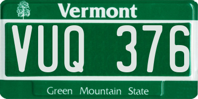 VT license plate VUQ376