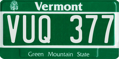 VT license plate VUQ377