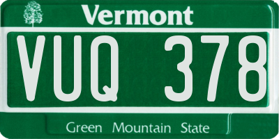 VT license plate VUQ378