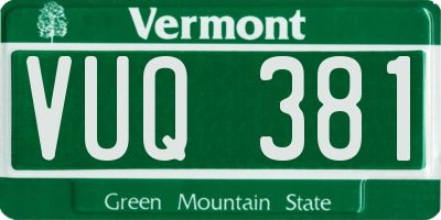 VT license plate VUQ381