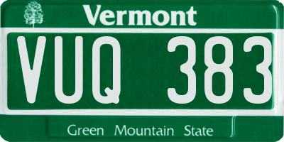 VT license plate VUQ383
