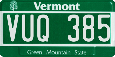 VT license plate VUQ385