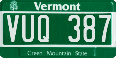 VT license plate VUQ387