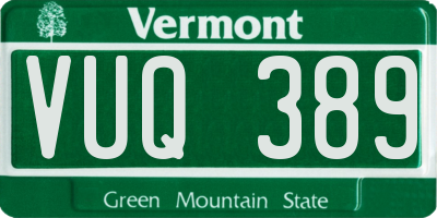 VT license plate VUQ389