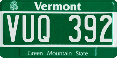 VT license plate VUQ392