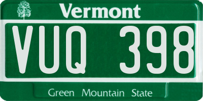 VT license plate VUQ398