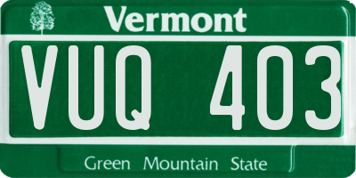 VT license plate VUQ403