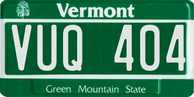 VT license plate VUQ404