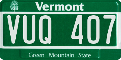 VT license plate VUQ407