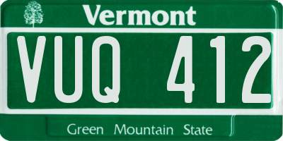 VT license plate VUQ412