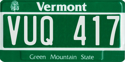 VT license plate VUQ417