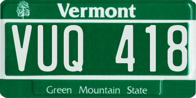 VT license plate VUQ418