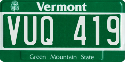 VT license plate VUQ419