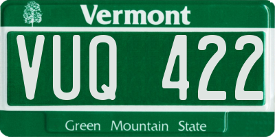 VT license plate VUQ422
