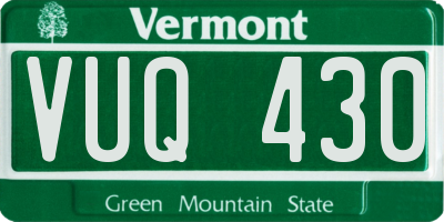 VT license plate VUQ430