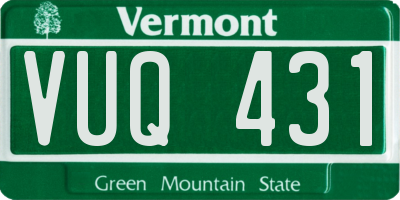 VT license plate VUQ431