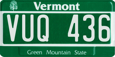VT license plate VUQ436