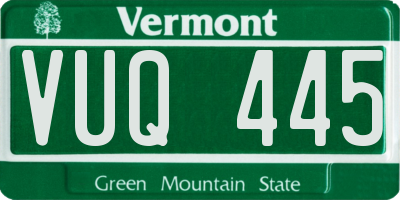VT license plate VUQ445