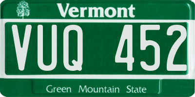 VT license plate VUQ452