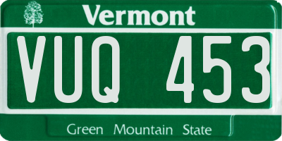 VT license plate VUQ453