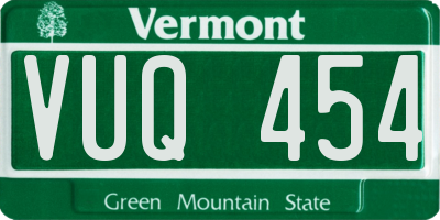 VT license plate VUQ454