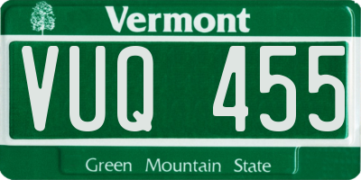 VT license plate VUQ455