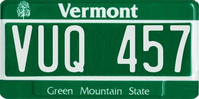 VT license plate VUQ457