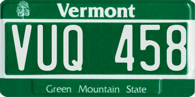 VT license plate VUQ458