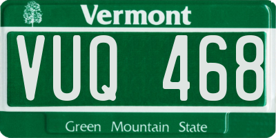 VT license plate VUQ468