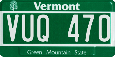 VT license plate VUQ470