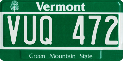 VT license plate VUQ472