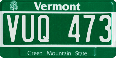 VT license plate VUQ473