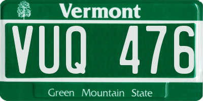 VT license plate VUQ476