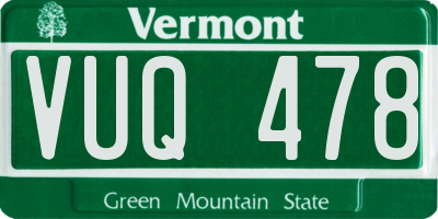 VT license plate VUQ478