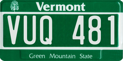 VT license plate VUQ481