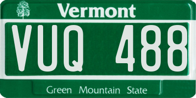 VT license plate VUQ488