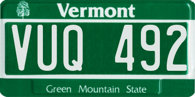 VT license plate VUQ492
