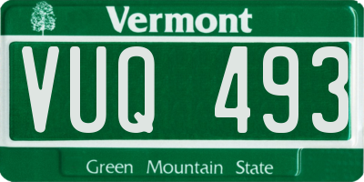 VT license plate VUQ493