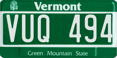 VT license plate VUQ494