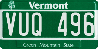 VT license plate VUQ496